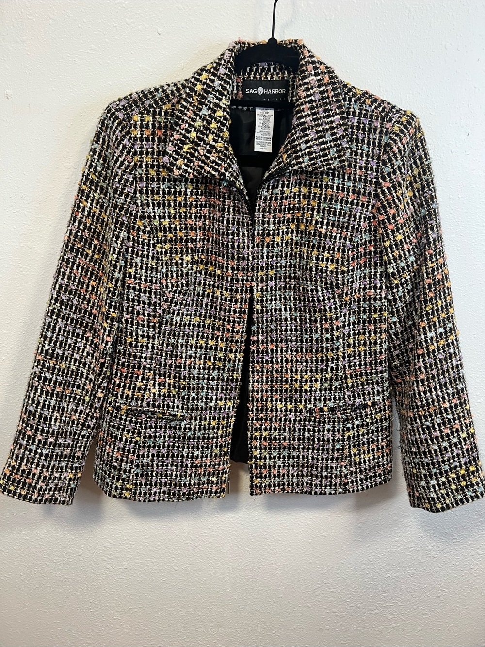 Sag Harbor Black Multi Tweed Blazer with Pastel Accents